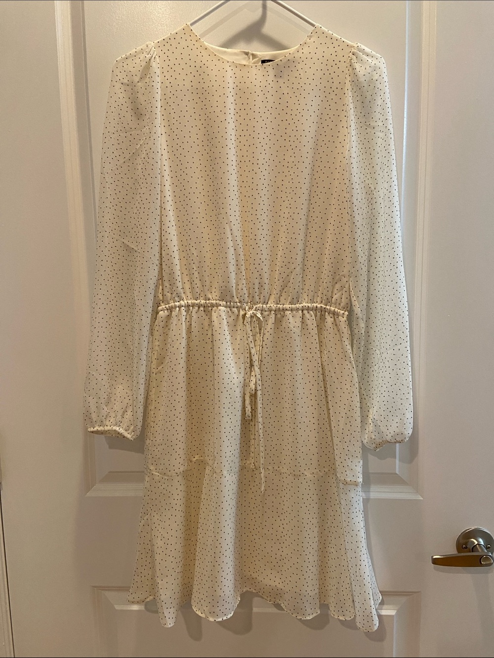 Banana Republic Cream Polka Dot Midi Dress